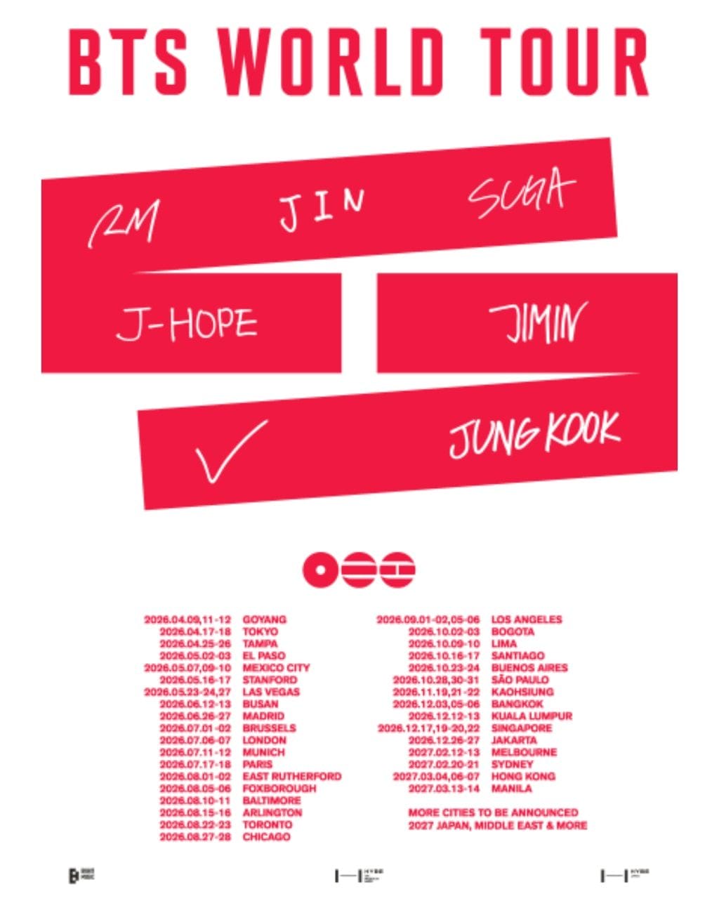 Jadwal BTS World Tour 2026